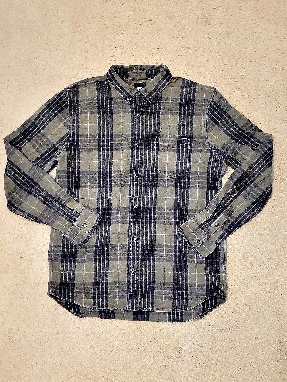 Vans Classic M Woven Shirt Men's Plaid Button Down in Green & Black